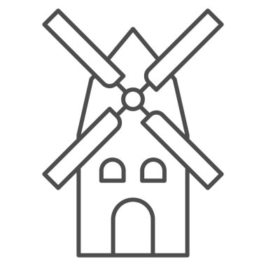 İnce çizgi ikonu, Oktoberfest konsepti, arka planda yel değirmeni tabelası, mobil konsept ve web tasarımı için Eskiler 'in ana hatlı ikonu. Vektör grafikleri.