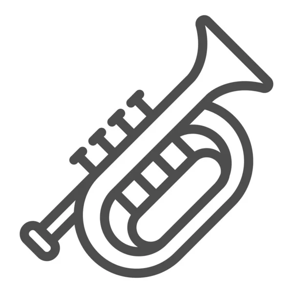Icône de ligne de corne, concept Oktoberfest, signe d'instrument de musique à vent sur fond blanc, icône de corne française dans le style de contour pour concept mobile et web design. Graphiques vectoriels. — Image vectorielle