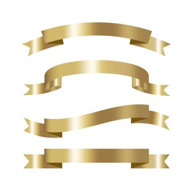 beyaz izole metin vektör için yer ile altın şerit koleksiyonu 3d efekti kümesi