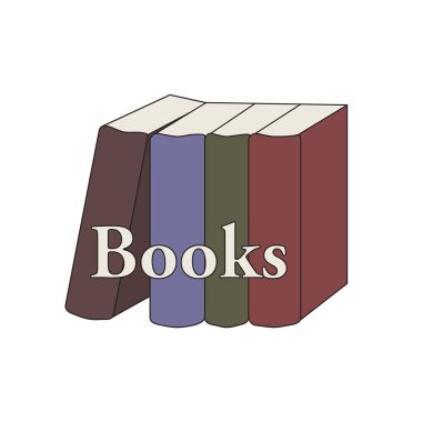 Grup simgesinin ayakta kitaplar retro renk daire basit metin kitap vektör çizim ile