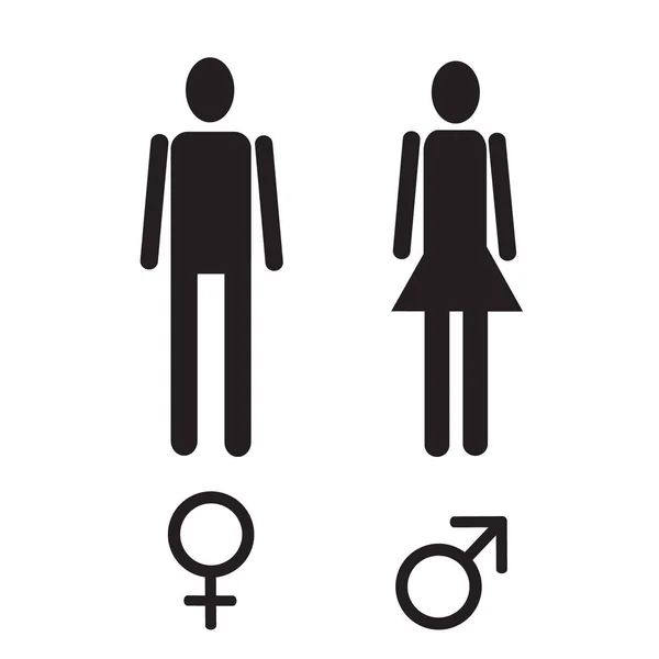 Vector Male Female Figure Sex Sign Simple Black Icon Set — Stock Vector