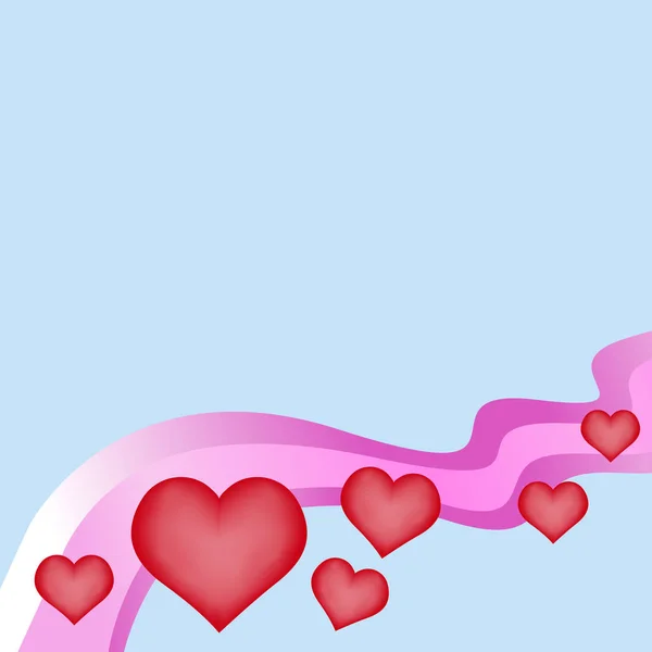 Kunststoff Rotes Herz Auf Rosa Regenbogenwellen Auf Hellblauem Vektor Liebe — Stockvektor