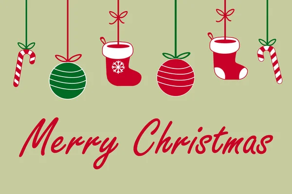 Merry Christmas Znak Tekstu Santa Claus Skarpetki Boże Narodzenie Ball — Wektor stockowy
