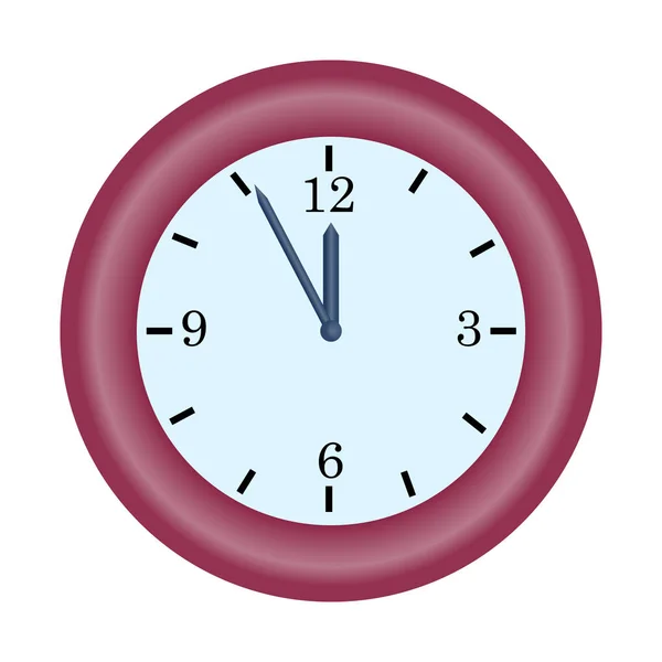 Reloj Rojo Manecilla Minuto Cinco Doce Horas Simple Vector Icono — Archivo Imágenes Vectoriales