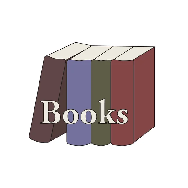 Grupo Livros Cor Retro Plana Ícone Simples Com Livros Texto —  Vetores de Stock