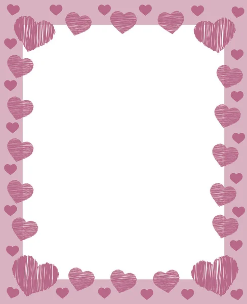 Рожеві Валентинки Рамка Кордону Багатьма Рожевими Серцями Місце Вітальної Листівки — стоковий вектор