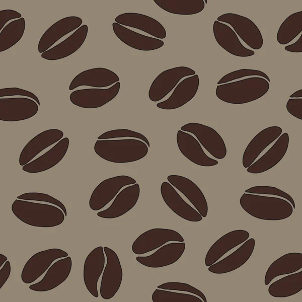 Brown Coffee Beans Beige Background Vector Seamless Pattern Eps Background — Stock Vector