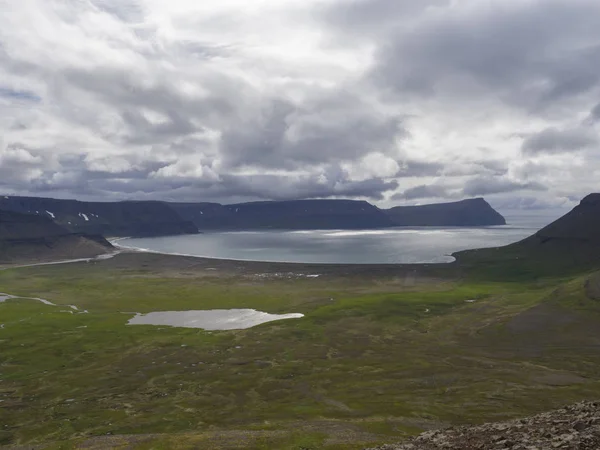 Blick Auf Adalvik Und Latrar Westfjord Naturschutzgebiet Hornstrandir Island Mit — Stockfoto