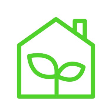 eko yeşil ev basit Anahat vektör simgesi, yemyeşil yeşil yaprakları