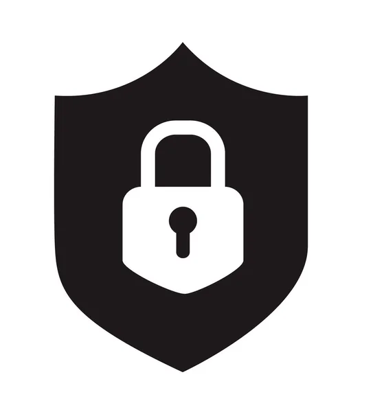 Zwarte Eenvoudige Vlakke Pictogram Van Internet Web Security Schild Met — Stockvector