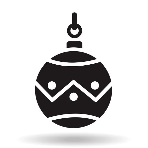 Simple Negro Plano Navidad Bauble Bola Vector Icono Con Sombra — Archivo Imágenes Vectoriales