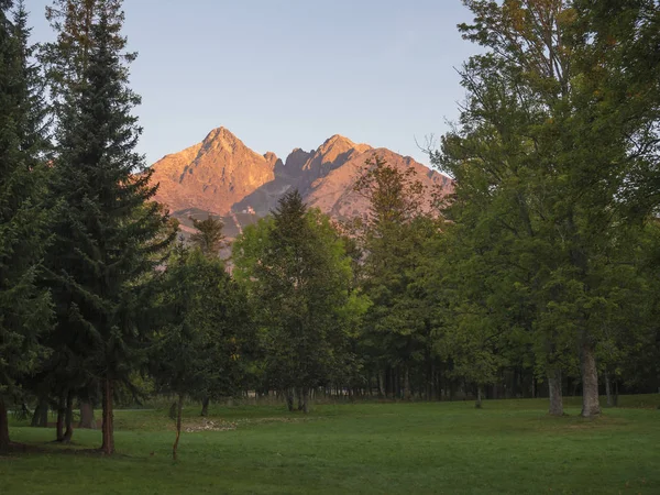 Tatra Mountains Gama Colorido Rosa Laranja Luz Nascer Sol Vista — Fotografia de Stock