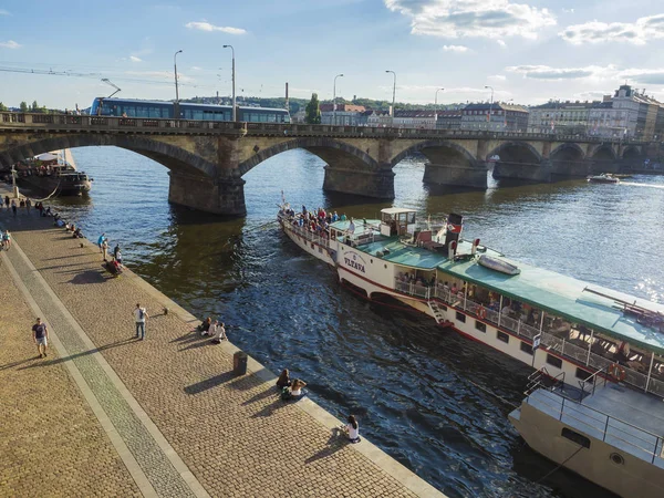 Czech Republic Prague September 2018 Vltava River Prague Embankment View — Stock Photo, Image