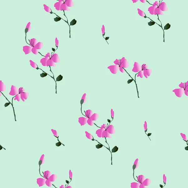 Florales Nahtloses Muster Klassisch Blühende Blätter Frühling Dekorativ Blumig Nahtlose — Stockvektor