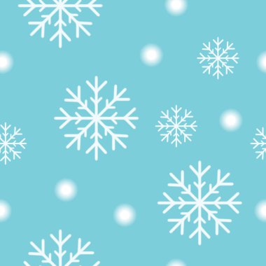 Beyaz kar pul ve kar topları kaydırma kağıt, baskı, scrapbooking, vektör eps10 turkuaz mavi Noel arka plan basit retro tarzı tasarımı ile Seamless Noel modeli.