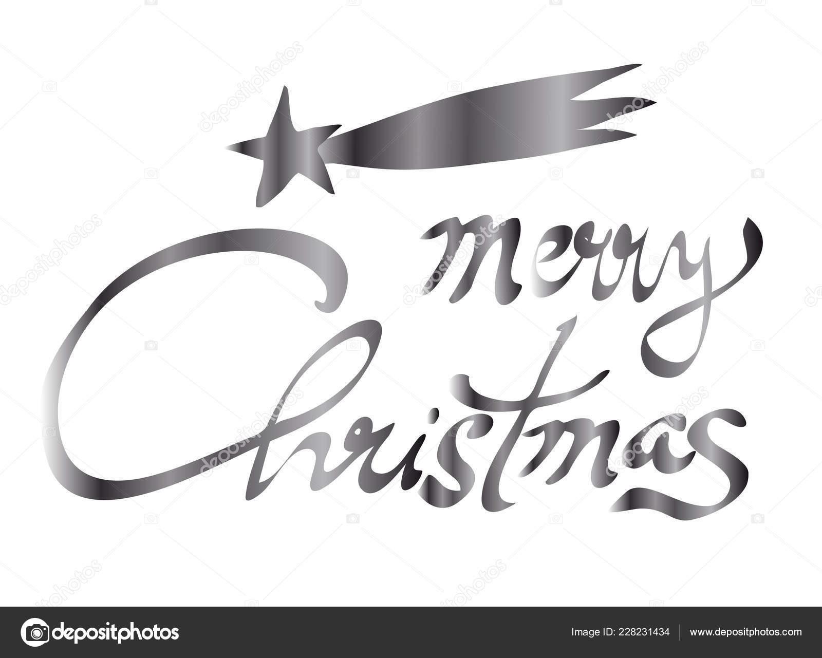 Frohe Weihnachten Silber Gradien Hand Kalligraphie Mit Komet