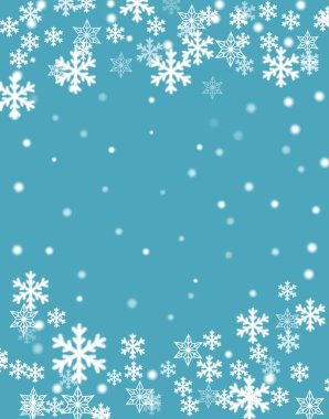 Noel arka plan, bulanık beyaz kar tanesi yıldız ve açık mavi renkli, vektör eps10 illüstrasyon kar topları.