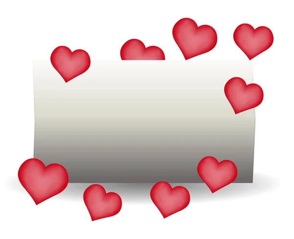Glückliche Valentinstag Grußkarte Konzept mit leerem weißen Papier und fliegenden niedlichen roten Herzen isoliert auf weißem Hintergrund. Vektor eps10 Abbildung — Stockvektor