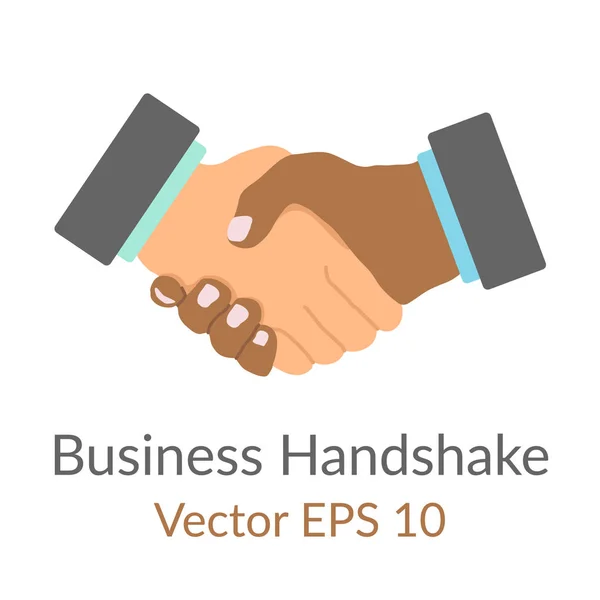 Biznes handshake handdrawn proste płaski ikona, koncepcja umowy partner lub dobry interes, ilustracja kreskówka wektor Eps 10 kolorów. — Wektor stockowy
