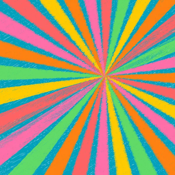 Soyut gökkuşağı pastel renk tebeşir doku arka plan patlaması kuvvetli güneş ışığı ışınlarının sarı, pembe, kırmızı, yeşil ve turuncu Merkezi'nden, pop art retro tarzı vektör eps10 arka plan içinde ışınları