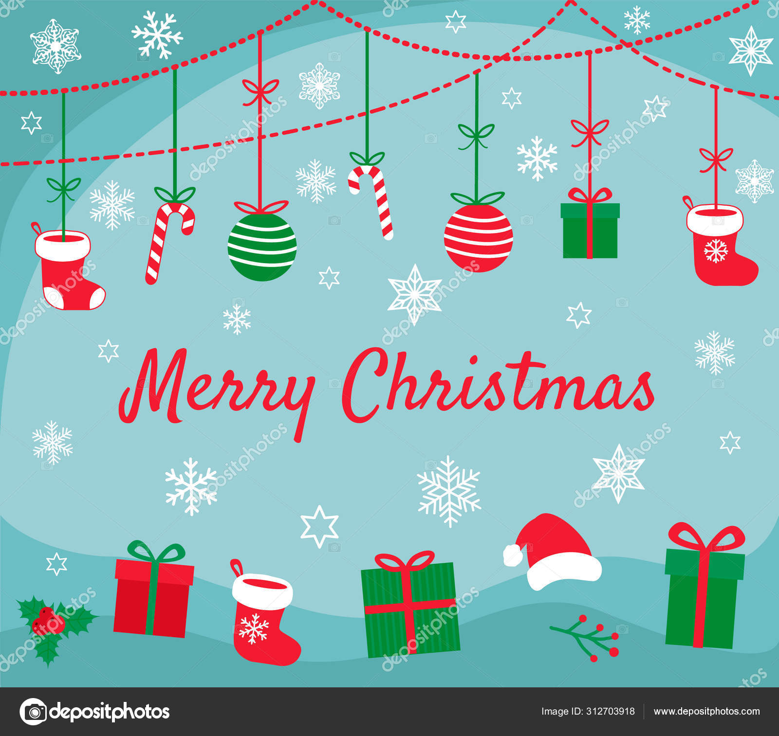 Merry Christmas greeting card design with with santa claus socks For Christmas Note Card Templates