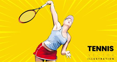 Genç tenisçi topa vuruyor. Raketli güzel bir tenis oyuncusu.