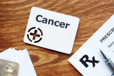 Yengeç burcunun yazılması. Metin kırmızı haç silueti ile küçük bir ahşap tahta üzerine yazılmıştır.