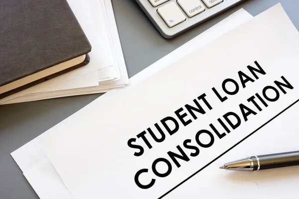 Conceptual printed text showing student loan consolidation