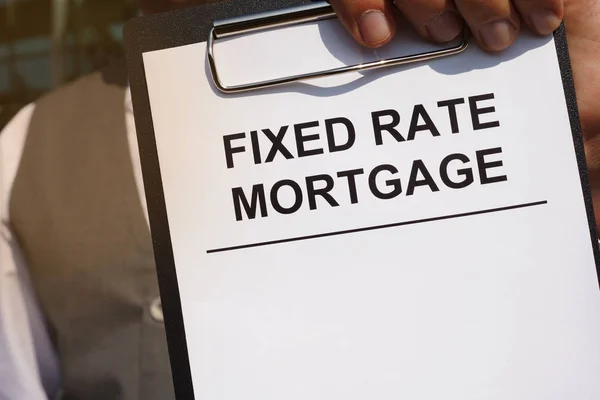 Writing note shows the printed text Fixed rate mortgage — Stock Photo, Image