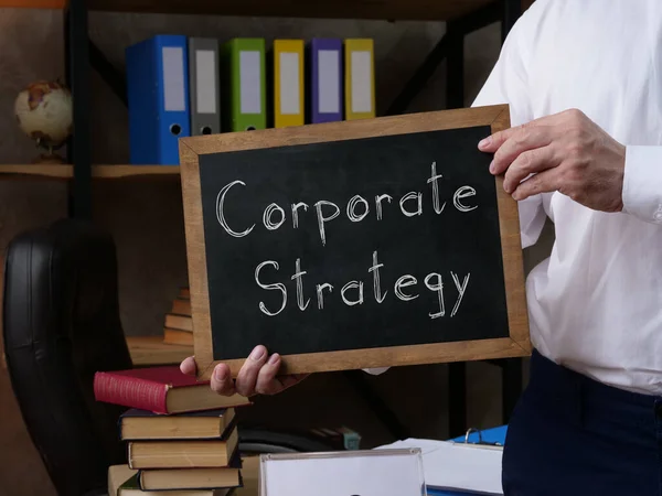 Strategia Korporacyjna Jest Pokazana Zdjęciu Konceptualnym Biznesu — Zdjęcie stockowe