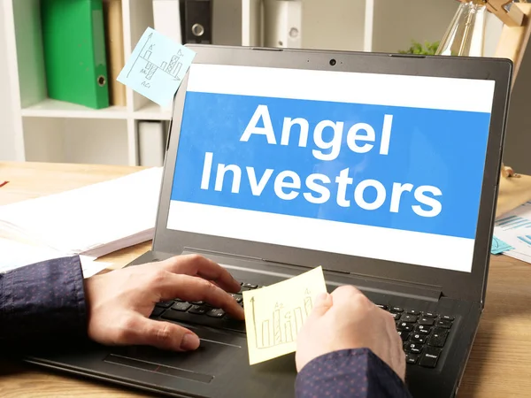 Angel investors are shown on the conceptual business photo