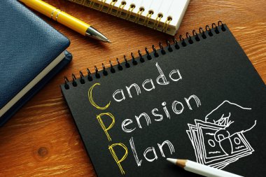 Canada Pension Plan CPP is shown on the conceptual business photo clipart