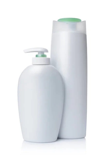 Dispensador Maquetas Blanco Blanco Botella Plástico Productos Cosméticos Con Tapa — Foto de Stock