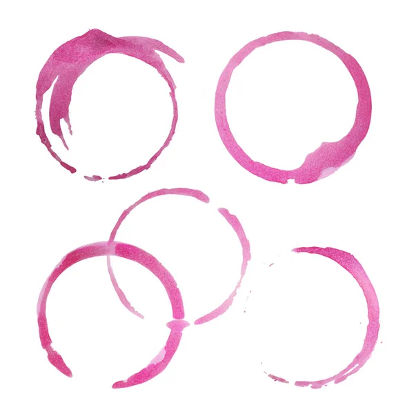 Set of wine glass ring stains for design collection isolated on white background