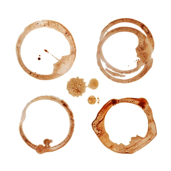 Készlet Ból Kávé Csésze Gyűrű Foltok Design Kollekció Elszigetelt Fehér — Stock Fotó
