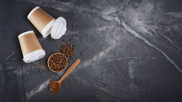 Bovenaanzicht Van Wegwerp Take Out Mockup Witboek Koffie Kopjes Met — Stockfoto