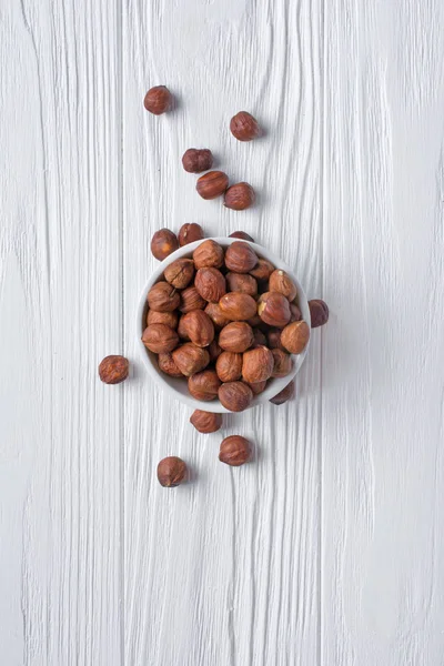 Ansicht Der Natürlichen Ganzen Haselnuss Schale Für Gesunde Ernährung Auf — Stockfoto