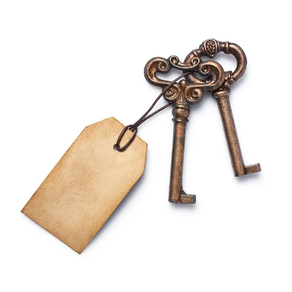 Concept New Life Dream House Vintage Keys Mock Clean Paper — Stock Photo, Image