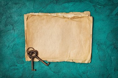 Retro tuşları ile boş eski vintage kağıt levhalar mock up