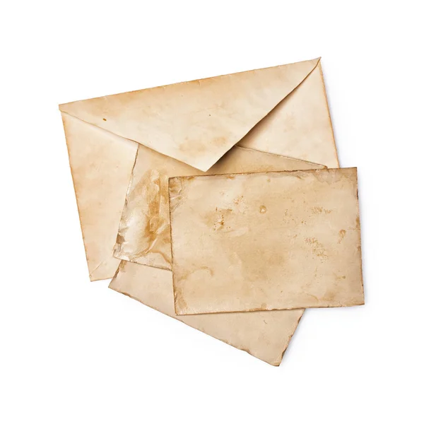 Mockup of empty old vintage yellowed cards and envelope — Stock Photo, Image