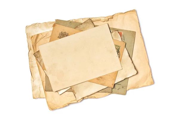 Makieta pustych starych Vintage pożółkły arkuszy papieru i karty — Zdjęcie stockowe
