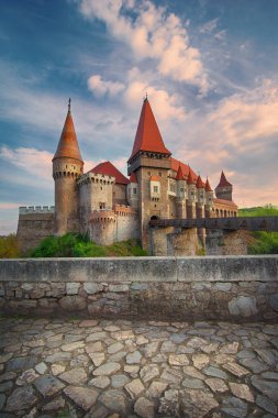Picturesque view of the medieval Corvin or Hunyad castle clipart