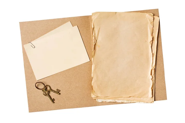 Folder ze starym pożółkły papier i makieta dla rocznika karty — Zdjęcie stockowe