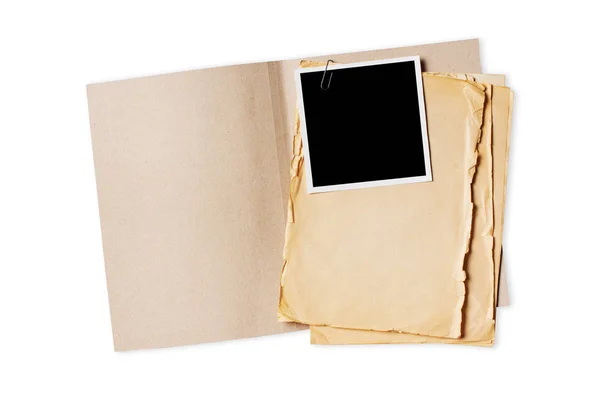 Folder ze starym pożółkły papier i makieta dla rocznika zdjęcie — Zdjęcie stockowe