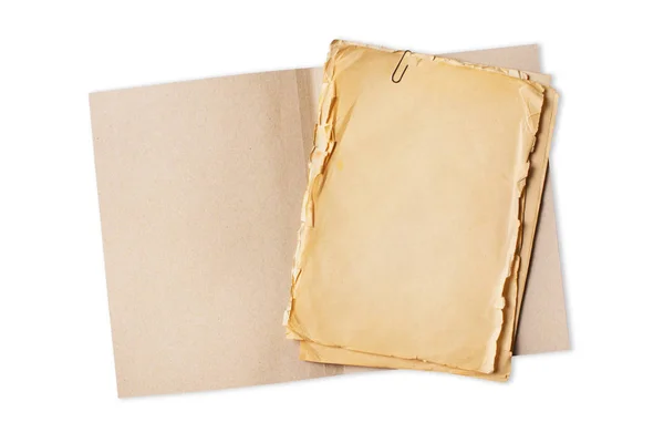 Folder with blank old yellowed paper Stock Image