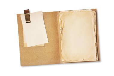 Eski sararmış kağıt ve mockup vintage kartları ile Klasör