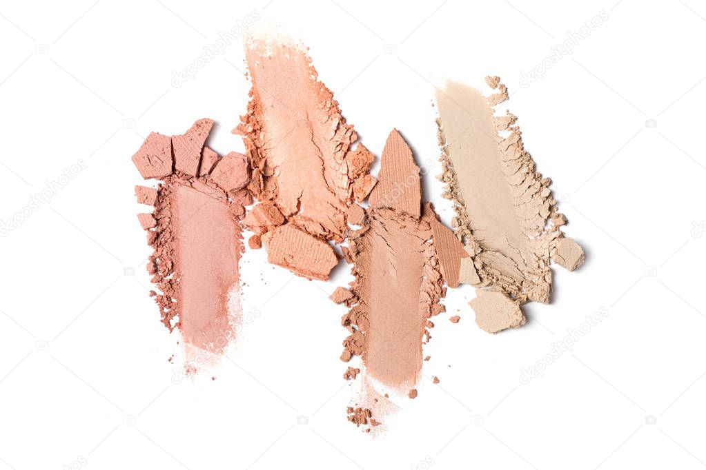 Smears of nude beige eyeshadow