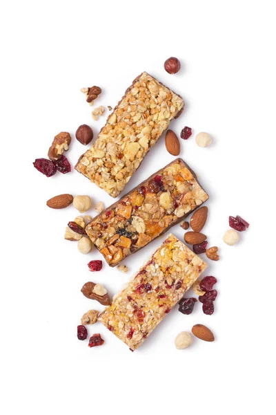 Granola bar with dried cranberries and nuts for healthy nutrition — Stock Photo, Image