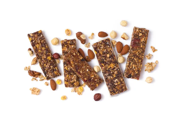 Barra de granola con mezcla de frutos secos para una nutrición saludable — Foto de Stock