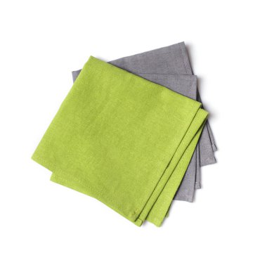 Katlanmış yeşil ve gri keten peçete